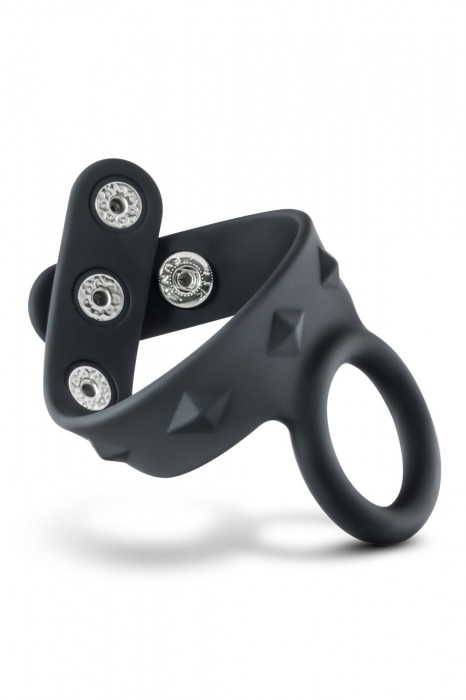 Черное эрекционное кольцо с подхватом мошонки на кнопках VS6 - Blush Novelties - в Орле купить с доставкой