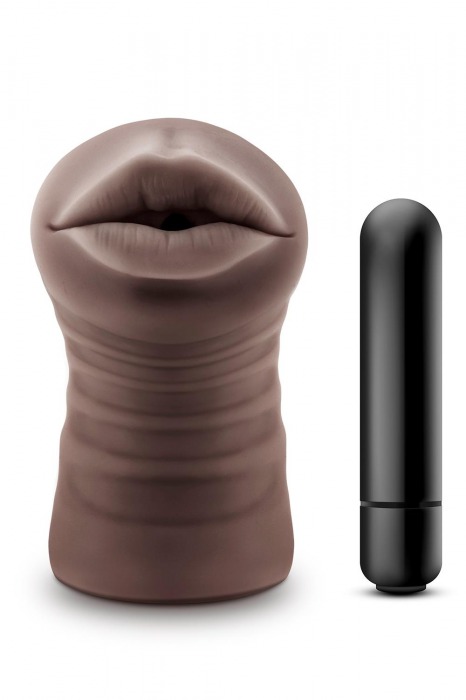 Коричневый мастурбатор-ротик Krystal Vibrating Masturbator - Blush Novelties - в Орле купить с доставкой