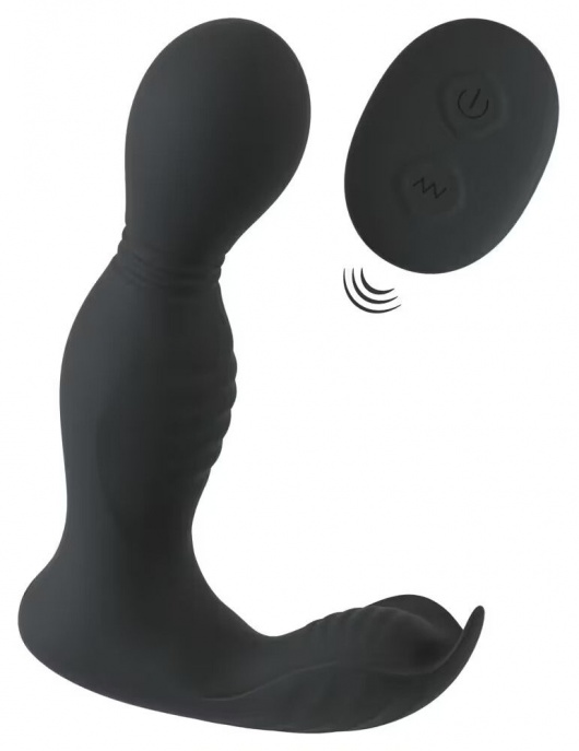 Черная анальная пробка с вибрацией, вращением и пультом ДУ RC Butt Plug with 2 Functions - Orion - в Орле купить с доставкой