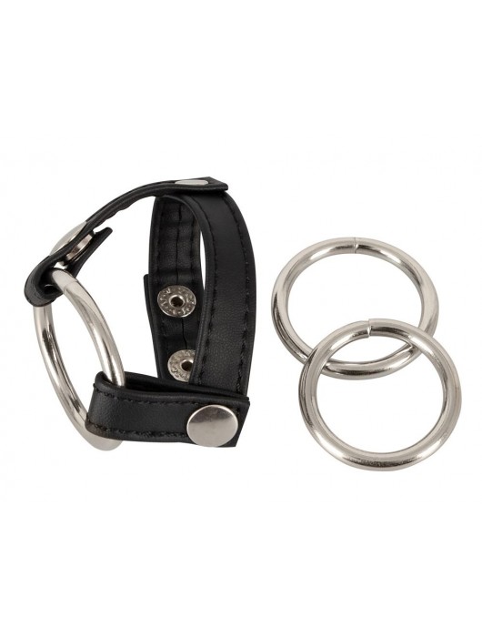 Подхват для мошонки с 3 съемными эрекционными кольцами Leder-Riemen - Orion - в Орле купить с доставкой