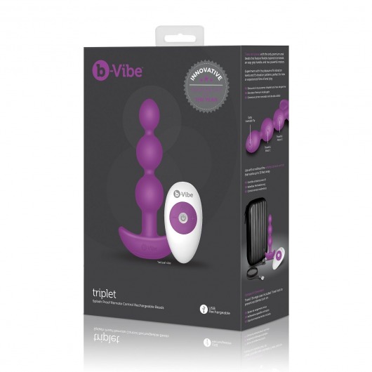 Анальная виброёлочка TRIPLET ANAL BEADS FUCHSIA - 14 см. - b-Vibe