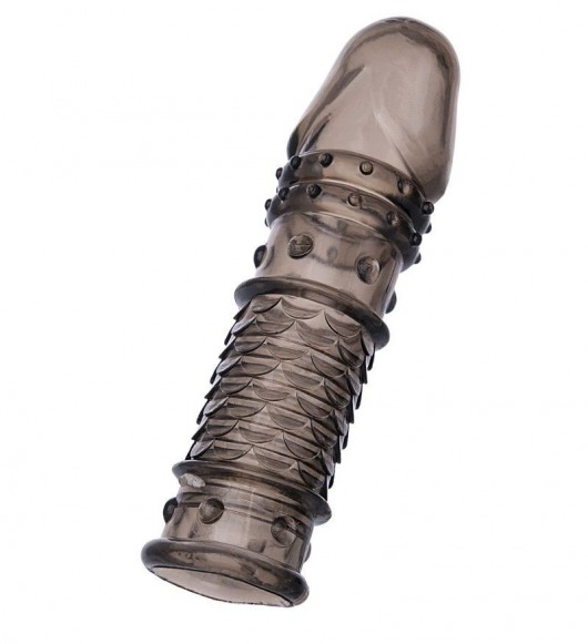 Дымчатая закрытая насадка ToyFa XLover с чешуйками и пупырышками - 13,5 см. - ToyFa - в Орле купить с доставкой