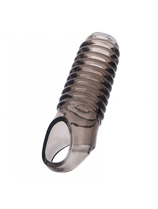 Дымчатая насадка с рёбрышками и подхватом мошонки ToyFa XLover - 12,5 см. - ToyFa - в Орле купить с доставкой