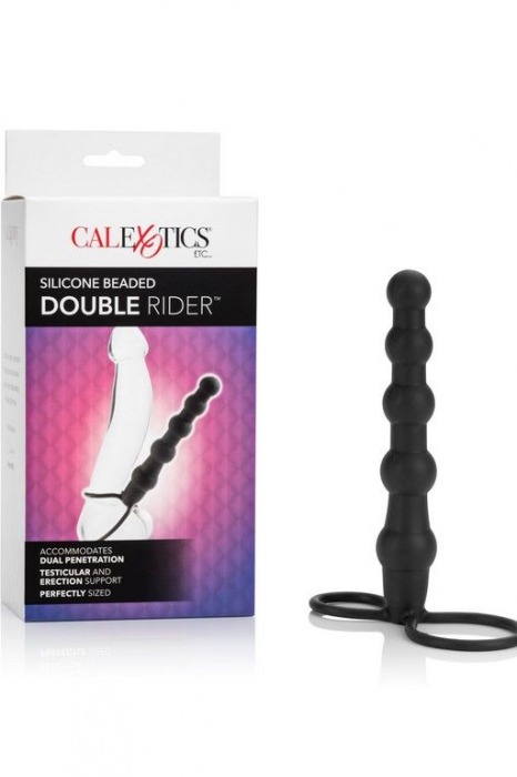 Насадка на пенис для двойного проникновения Silicone Beaded Double Rider - 14 см. - California Exotic Novelties - в Орле купить с доставкой