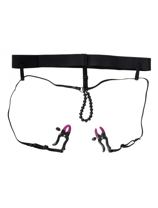 Трусики с зажимами для половых губ и бусинками для массажа промежности - Orion - купить с доставкой в Орле