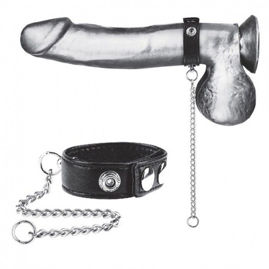 Утяжка на пенис с поводком Snap Cock Ring With 12  Leash - BlueLine - купить с доставкой в Орле