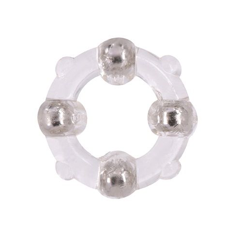 Эрекционное кольцо с 4 бусинами MENZSTUFF STUD RING CLEAR - Dream Toys - в Орле купить с доставкой