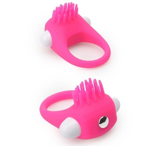 Розовое эрекционное кольцо с щеточкой LIT-UP SILICONE STIMU RING 5 - Dream Toys - в Орле купить с доставкой