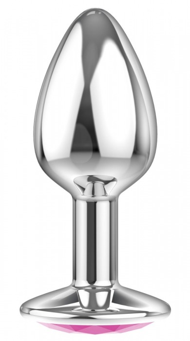 Малая серебристая анальная пробка Diamond Pink Sparkle Small с розовым кристаллом - 7 см. - Lola Games - купить с доставкой в Орле