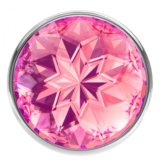 Малая серебристая анальная пробка Diamond Pink Sparkle Small с розовым кристаллом - 7 см. - Lola Games - купить с доставкой в Орле
