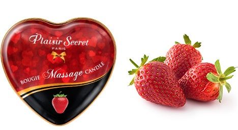 Массажная свеча с ароматом клубники Bougie Massage Candle - 35 мл. - Plaisir Secret - купить с доставкой в Орле