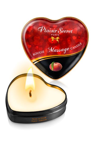 Массажная свеча с ароматом персика Bougie Massage Candle - 35 мл. - Plaisir Secret - купить с доставкой в Орле