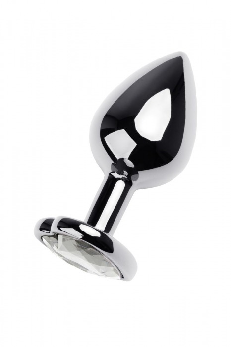 Серебристая анальная пробка с прозрачным кристаллом-сердцем - 8 см. - ToyFa - купить с доставкой в Орле