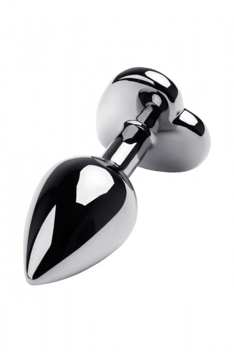 Серебристая анальная пробка с прозрачным кристаллом-сердцем - 8 см. - ToyFa - купить с доставкой в Орле