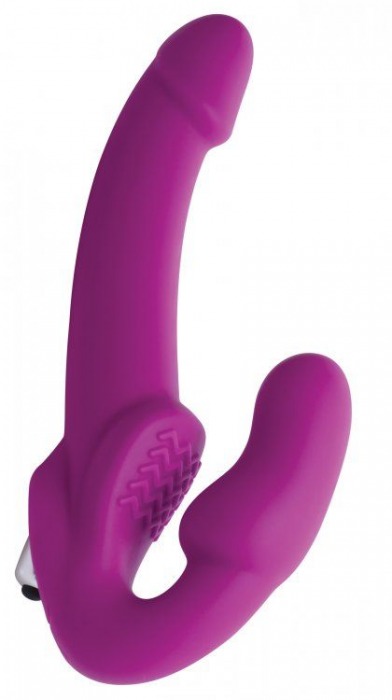 Ярко-розовый безремневой вибрострапон Evoke Vibrating Strapless Silicone Strap-on Dildo - XR Brands - купить с доставкой в Орле