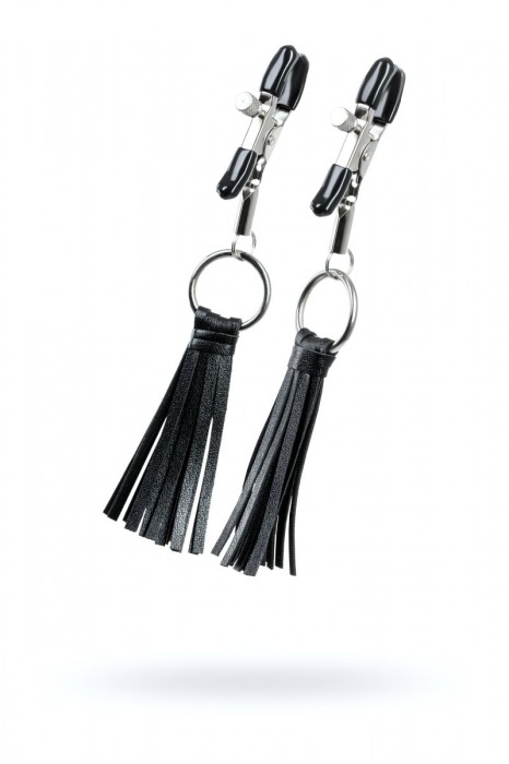 Черно-серебристые зажимы для сосков Theatre с кисточками - ToyFa - купить с доставкой в Орле