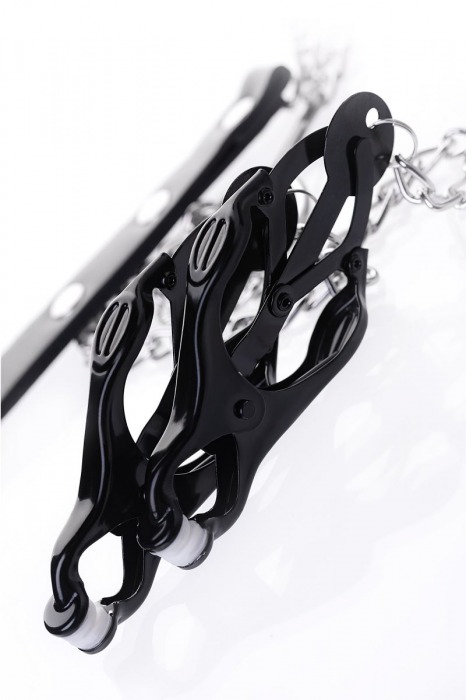 Черно-серебристые зажимы для сосков с кольцом для пениса TOYFA Metal - ToyFa - купить с доставкой в Орле