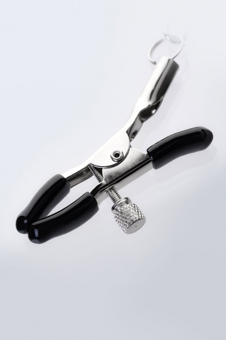 Серебристо-чёрные зажимы для сосков с кольцом для пениса TOYFA Metal - ToyFa - купить с доставкой в Орле